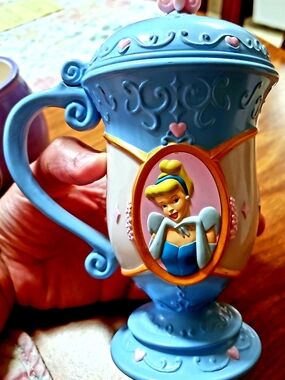 Limited Edition Disney On Ice Blue and Pink Cinderella Character Mug with Lid